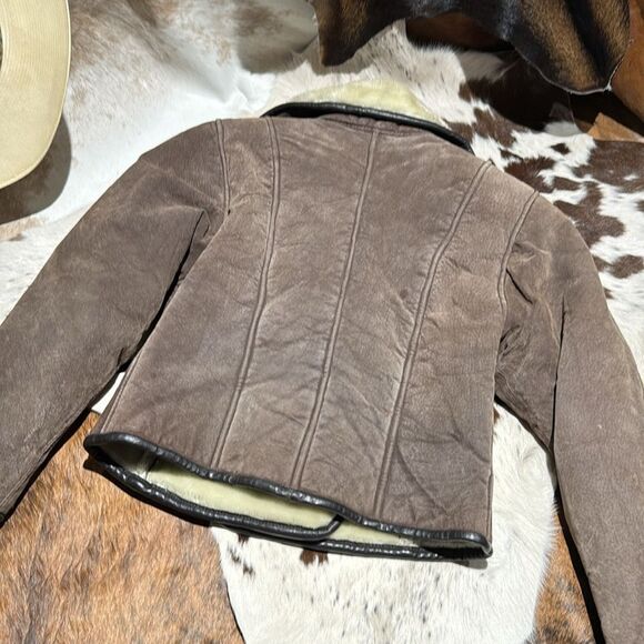 VINTAGE MAGGIE LAWRENCE LEATHER SHEARLING BIKER JACKET SIZE PETITE SMALL - Picture 13 of 14